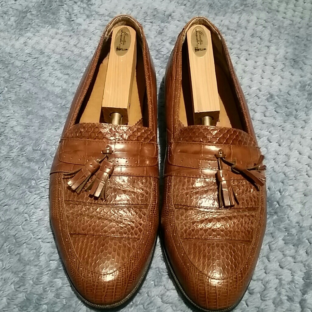 Stacy Adams Snake Skin Leather Tassel Loafers
